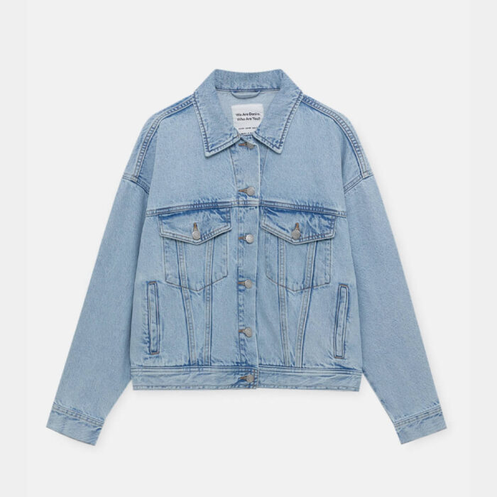 Drop-shoulder denim jacket